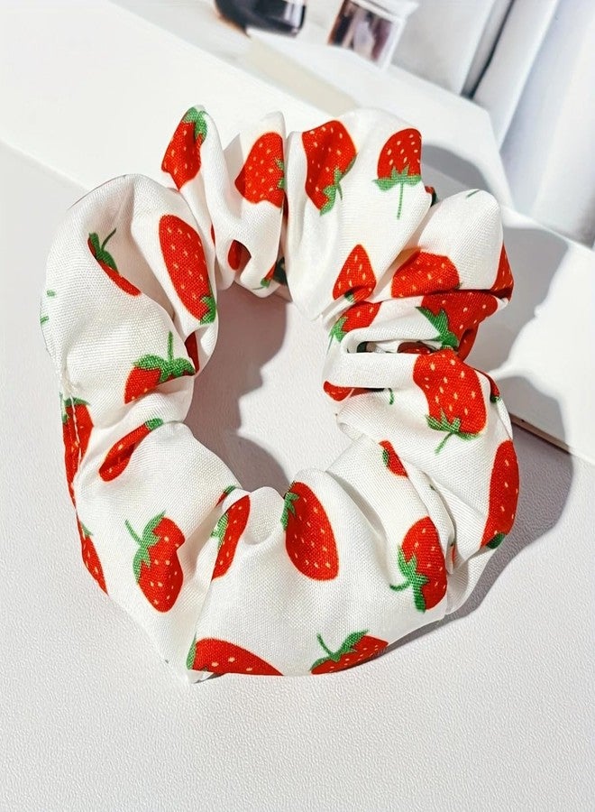 BBTDIN Strawberry Hair Scrunchies Girls Fruits Ponytail Holder Strawberry Hair Scrunchy Ties BW61 (2 Pcs-Set B) - Image 2